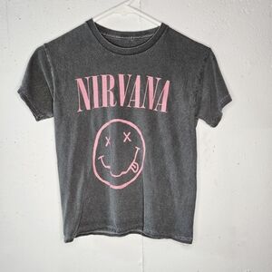 NIRVANA Kids Charcoal and Pink Tee